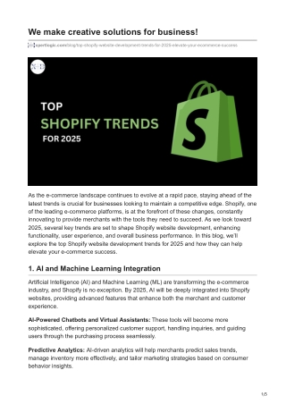 Top Shopify Website Development Trends for 2025 Elevate Your eCommerce Success