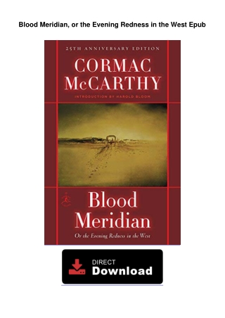 Blood Meridian, or the Evening Redness in the West Epub