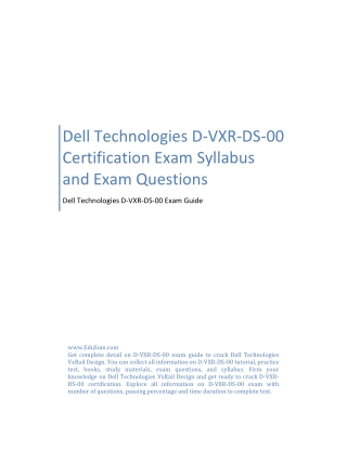 Dell Technologies D-VXR-DS-00 Certification Exam Syllabus and Exam Questions