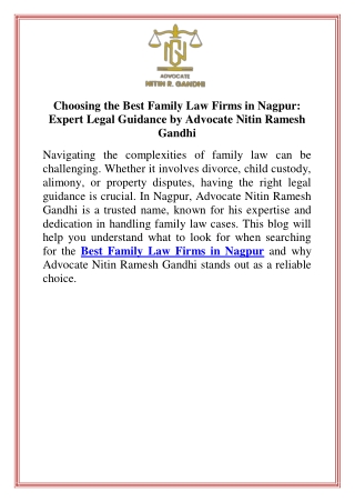 Choosing the Best Family Law Firms in Nagpur Expert Legal Guidance by Advocate Nitin Ramesh Gandhi (1)
