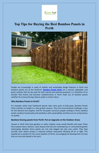 Top Tips for Buying the Best Bamboo Panels in Perth