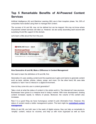 Top 5 Remarkable Benefits of AI-Powered Content Services