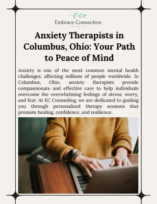 Compassionate Anxiety Therapists in Columbus, Ohio