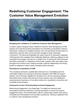Redefining Customer Engagement The Customer Value Management Evolution