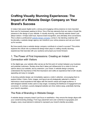 Crafting Visually Stunning Experiences: The Impact of a Website Design Company o