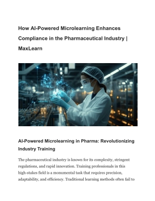 How AI-Powered Microlearning Enhances Compliance in the Pharmaceutical Industry _ MaxLearn