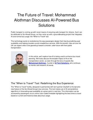 The Future of Travel Mohammad Alothman Discusses AI-Powered Bus Solutions