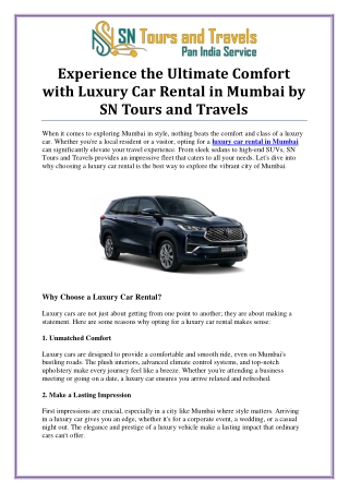 Best Luxury Car Rental in Mumbai for Special Occasions