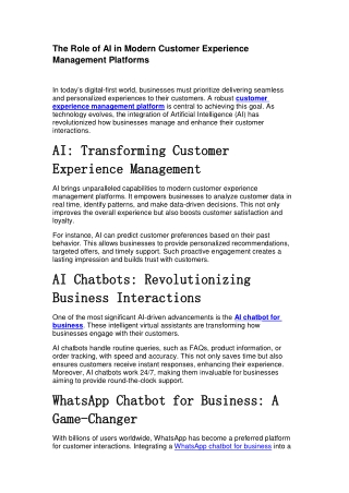 The Role of AI in Modern Customer Experience Management Platforms