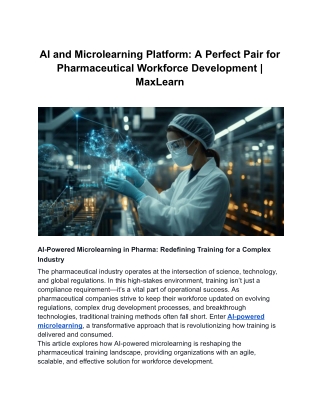 AI and Microlearning Platform_ A Perfect Pair for Pharmaceutical Workforce Development _ MaxLearn