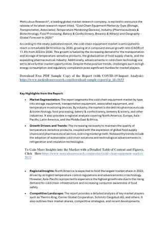Cold Chain Equipment Market