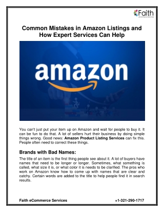 Common Mistakes in Amazon Listings and How Expert Services Can Help