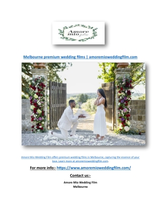 Melbourne premium wedding films | amoremioweddingfilm.com