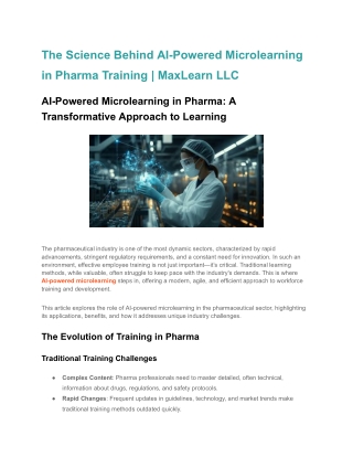 The Science Behind AI-Powered Microlearning in Pharma Training _ MaxLearn LLC