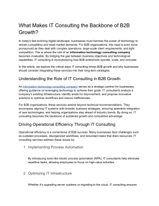 What Makes IT Consulting the Backbone of B2B Growth