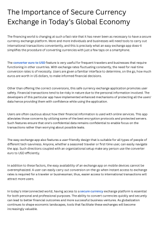 The Importance of Secure Currency Exchange in Today’s Global Economy