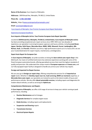 Euro Imports of Memphis