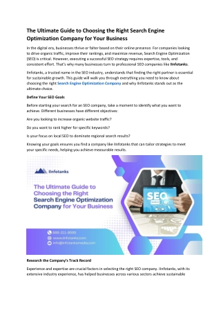 The Ultimate Guide to Choosing the Right Search Engine Optimization Company for Your Business