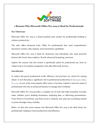 7 Reasons Microsoft Office Pro 2019 is Perfect for Professionals