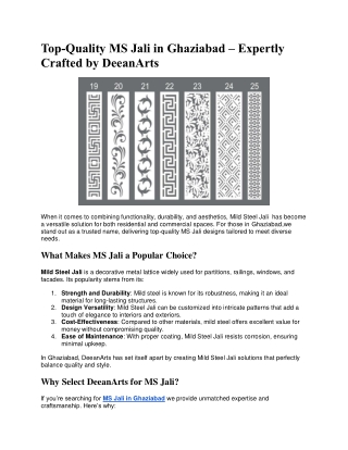 Top-Quality MS Jali in Ghaziabad – Expertly Crafted by DeeanArts