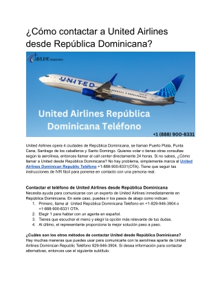 ¿Cómo contactar a United Airlines desde República Dominicana