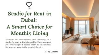 Studio for Rent in Dubai:  A Smart Choice for Monthly Living