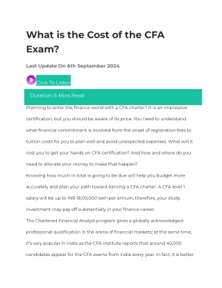 What is the Cost of the CFA Exam