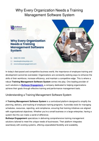 Training Management Software System