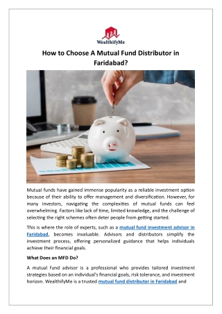 How to Choose A Mutual Fund Distributor in Faridabad