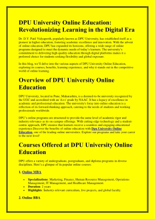 DPU University Online Education