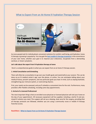 What to Expect From an At-Home IV hydration Therapy Session