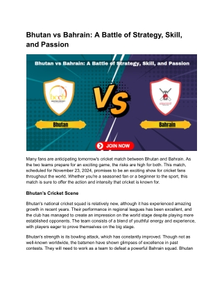 Bhutan vs Bahrain_ A Battle of Strategy, Skill, and Passion