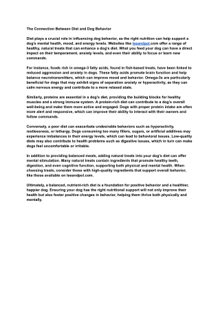 The Connection Between Diet and Dog Behavior