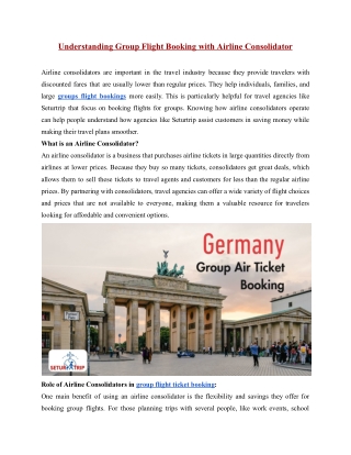 Understanding Group Flight Booking with Airline Consolidator