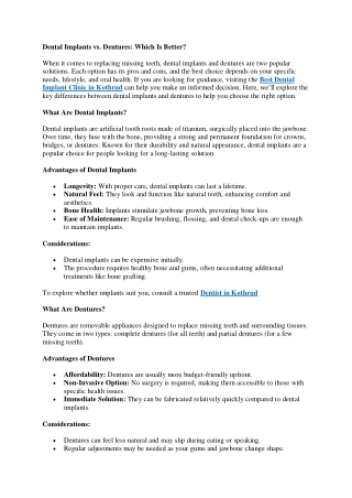 Dental Implants vs. Dentures Which Is Better