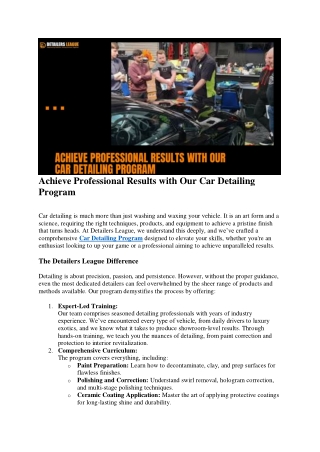 Achieve Professional Results with Our Car Detailing Program