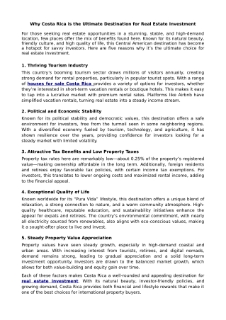 Why Costa Rica is the Ultimate Destination for Real Estate Investment