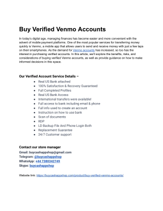 The Best Places to Buy Verified Venmo Accounts in 2025