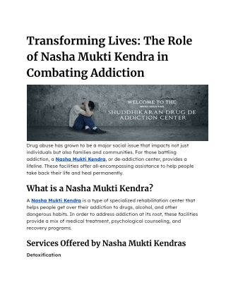 Transforming Lives_ The Role of Nasha Mukti Kendra in Combating Addiction