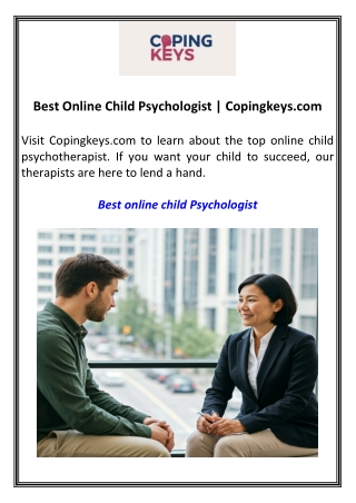 Best Online Child Psychologist  Copingkeys.com
