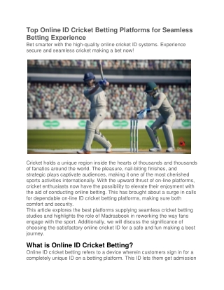 Top Online ID Cricket Betting Platforms for Seamless Betting Experience