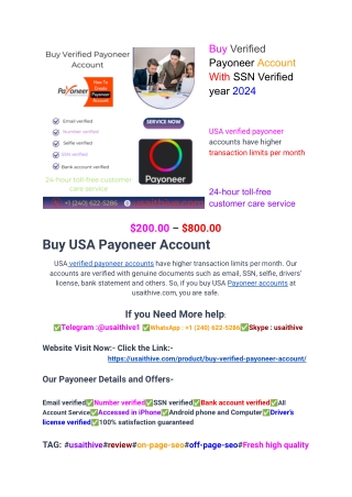 Buy Verified Payoneer Account With SSN Verified year 2024