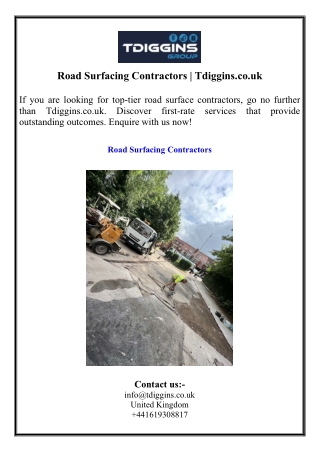Road Surfacing Contractors  Tdiggins.co.uk