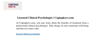 Licensed Clinical Psychologist Copingkeys.com
