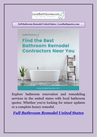 Full Bathroom Remodel United States | Localbathquotes.com