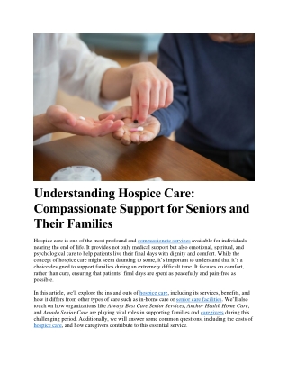 Understanding Hospice Care Compassionate Support for Seniors and Their Families