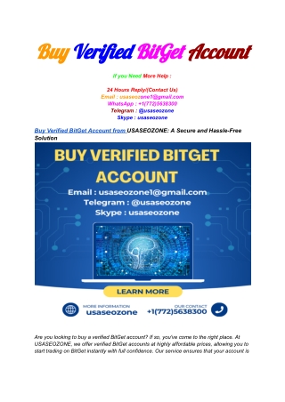 Buy Verified BitGet Account