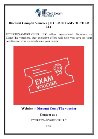 Discount Comptia Voucher   ITCERTEXAMVOUCHER LLC