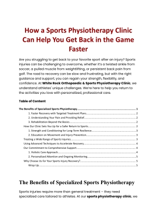 How a Sports Physiotherapy Clinic Can Help You Get Back in the Game Faster.docx