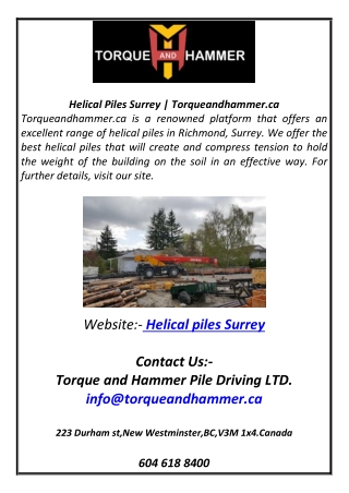 Helical Piles Surrey | Torqueandhammer.ca